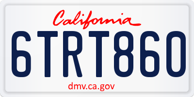 CA license plate 6TRT860