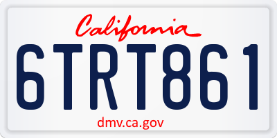 CA license plate 6TRT861