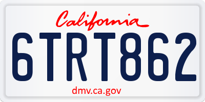 CA license plate 6TRT862