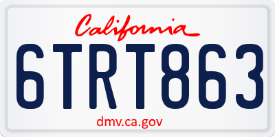 CA license plate 6TRT863
