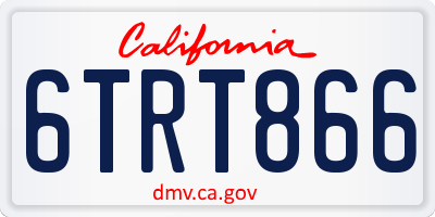 CA license plate 6TRT866