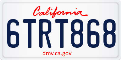 CA license plate 6TRT868