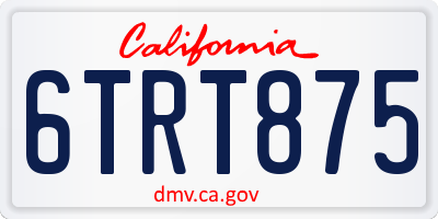 CA license plate 6TRT875