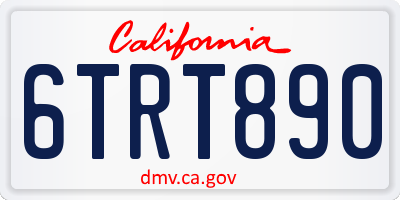 CA license plate 6TRT890