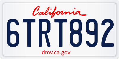 CA license plate 6TRT892