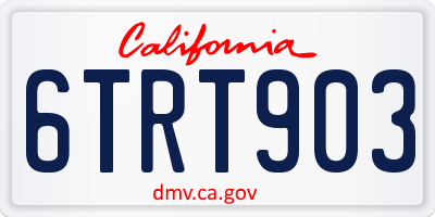 CA license plate 6TRT903