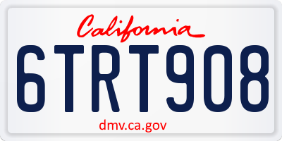 CA license plate 6TRT908