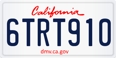 CA license plate 6TRT910