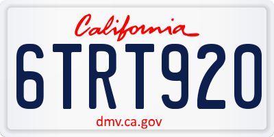 CA license plate 6TRT920