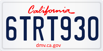 CA license plate 6TRT930
