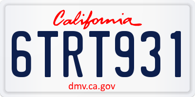 CA license plate 6TRT931