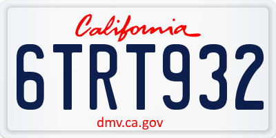 CA license plate 6TRT932