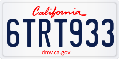 CA license plate 6TRT933