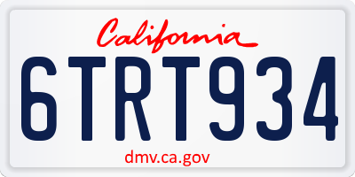 CA license plate 6TRT934