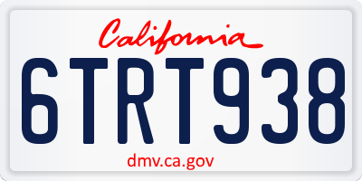 CA license plate 6TRT938