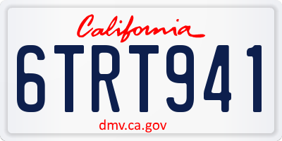 CA license plate 6TRT941