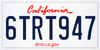 CA license plate 6TRT947