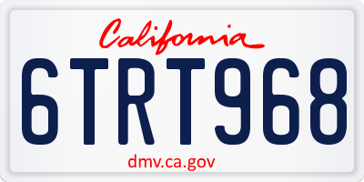 CA license plate 6TRT968