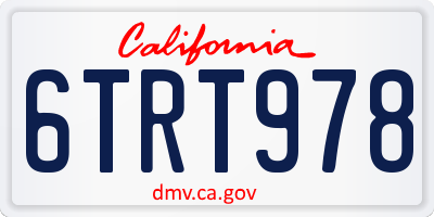 CA license plate 6TRT978