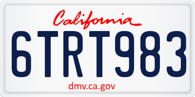 CA license plate 6TRT983