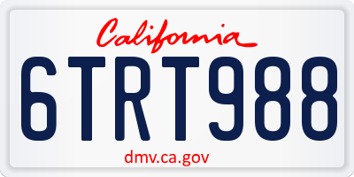 CA license plate 6TRT988