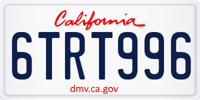 CA license plate 6TRT996
