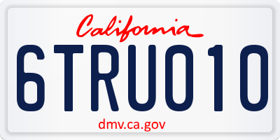 CA license plate 6TRU010