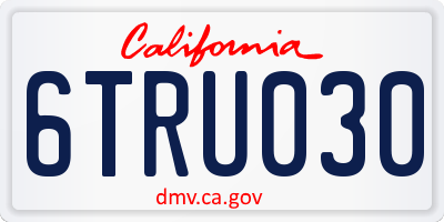 CA license plate 6TRU030