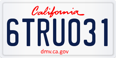 CA license plate 6TRU031