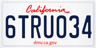 CA license plate 6TRU034