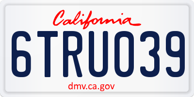 CA license plate 6TRU039