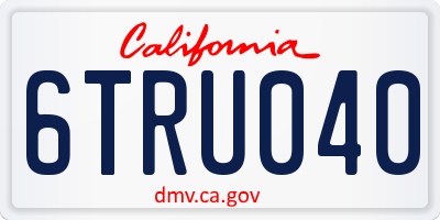 CA license plate 6TRU040