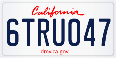 CA license plate 6TRU047