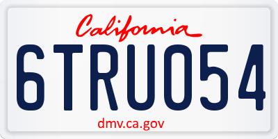 CA license plate 6TRU054