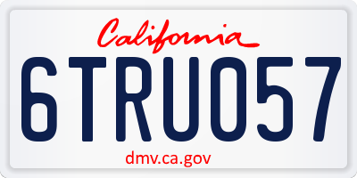 CA license plate 6TRU057