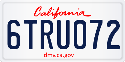 CA license plate 6TRU072