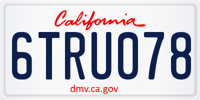 CA license plate 6TRU078