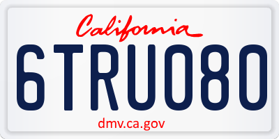 CA license plate 6TRU080