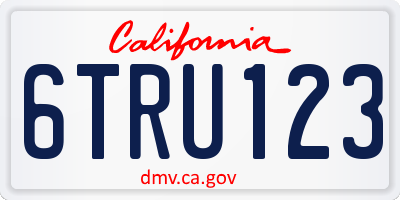 CA license plate 6TRU123