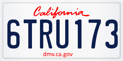 CA license plate 6TRU173