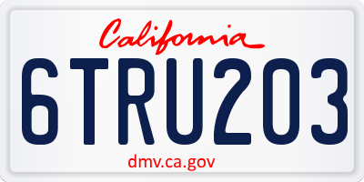 CA license plate 6TRU203
