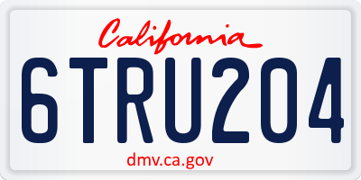 CA license plate 6TRU204