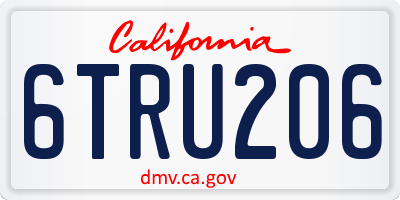 CA license plate 6TRU206