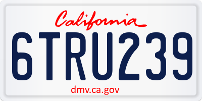CA license plate 6TRU239