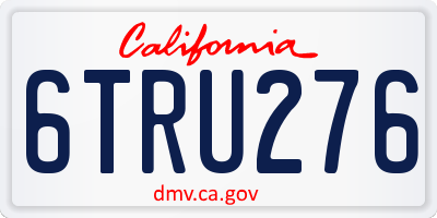 CA license plate 6TRU276