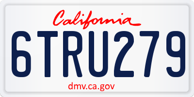 CA license plate 6TRU279