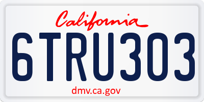 CA license plate 6TRU303