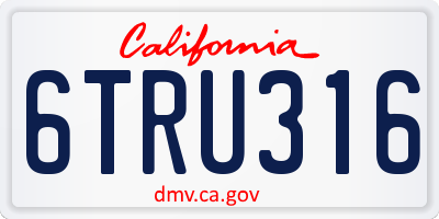 CA license plate 6TRU316