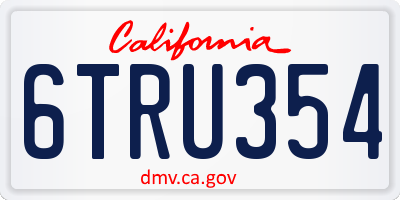 CA license plate 6TRU354