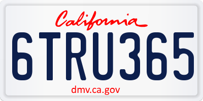 CA license plate 6TRU365